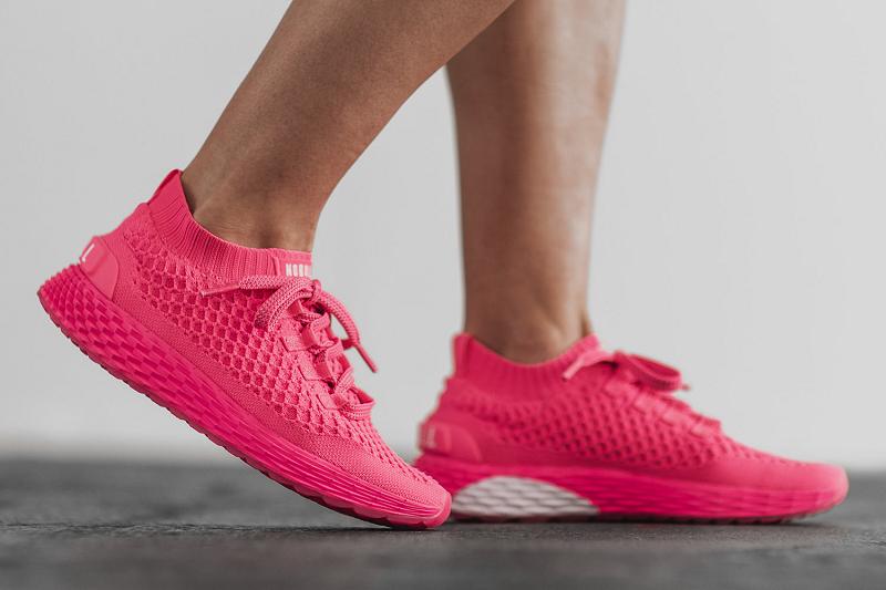 Women's Nobull Neon Knit Running Shoes Pink | SG N2726W